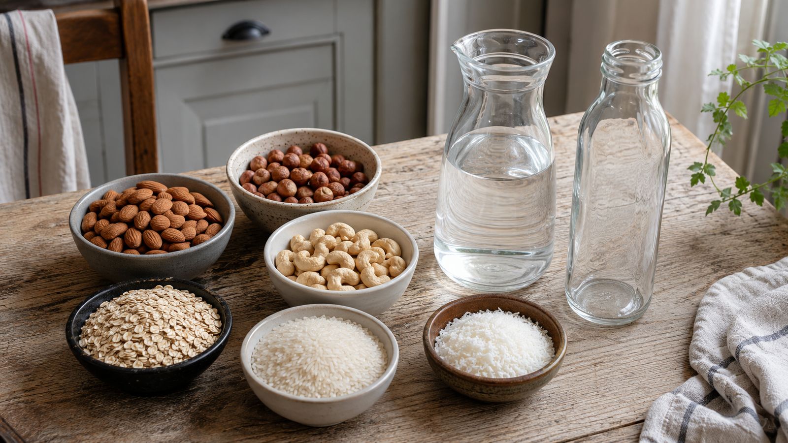 Ingrédients et matériel nécessaires pour faire du lait végétal maison