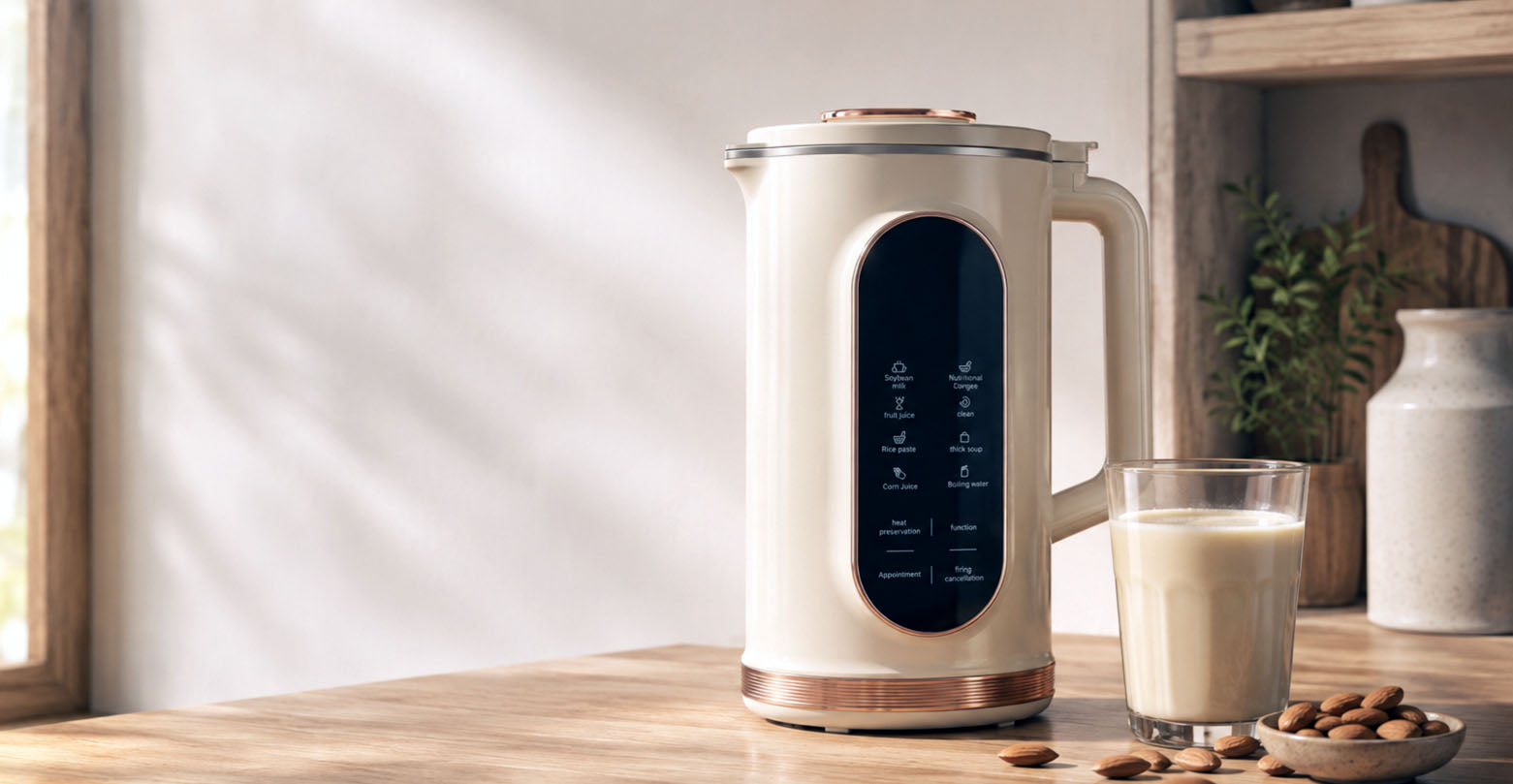 Machine à laits végétaux DouceLait avec un verre de boisson végétale